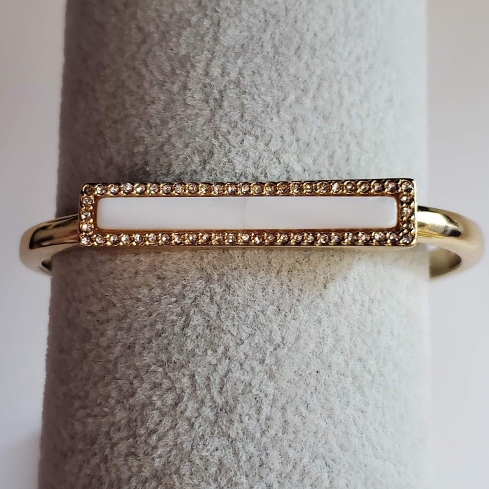 Kate Spade Understated Elegance Cuff Bracelet Mother of Pearl Gold Plate - Picture 3 of 8